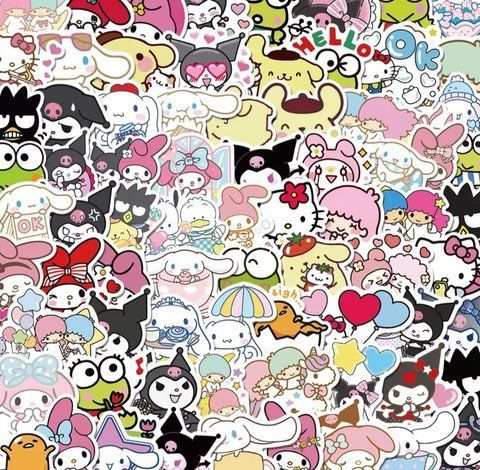 Набір вінілових стикерів дитячих наліпок з Мультфільмів Hello Kitty My Melody 50 шт 1839283306 фото