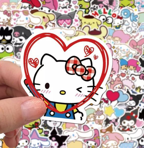 Набір вінілових стикерів дитячих наліпок з Мультфільмів Hello Kitty My Melody 50 шт 1839283306 фото
